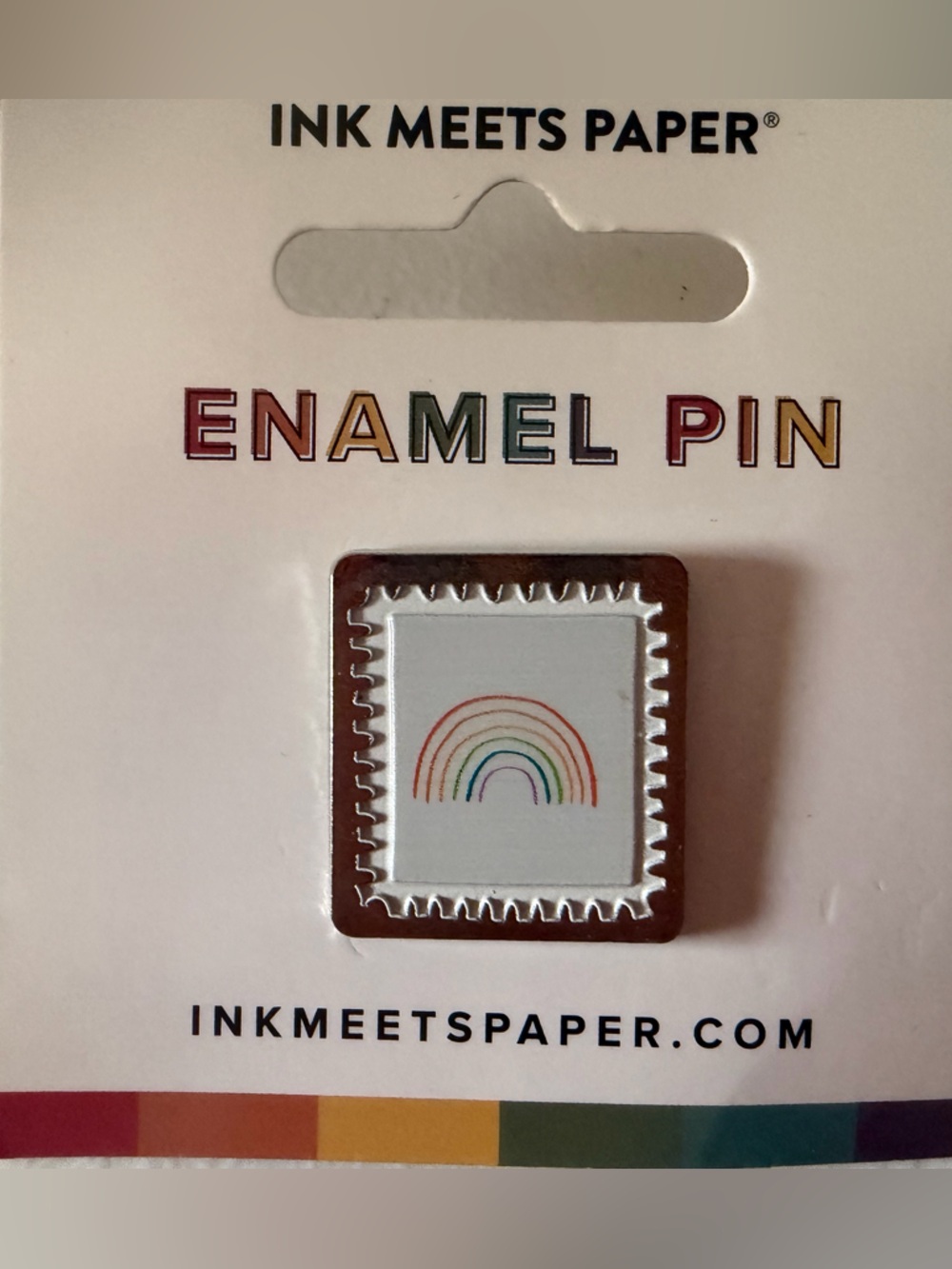 Rainbow Stamp Enamel Pin - White & Multicolor